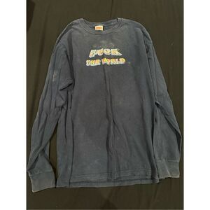 SUPREME size M top fuck the world blue long sleeve